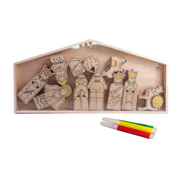 Krippe zum Ausmalen "Weihnachtsgeschichte" - 12tlg.