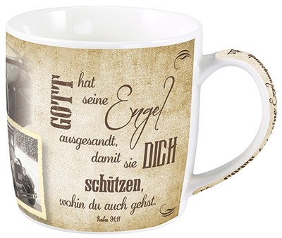 Fototasse Vintage "Gott hat seine Engel ausgesandt"