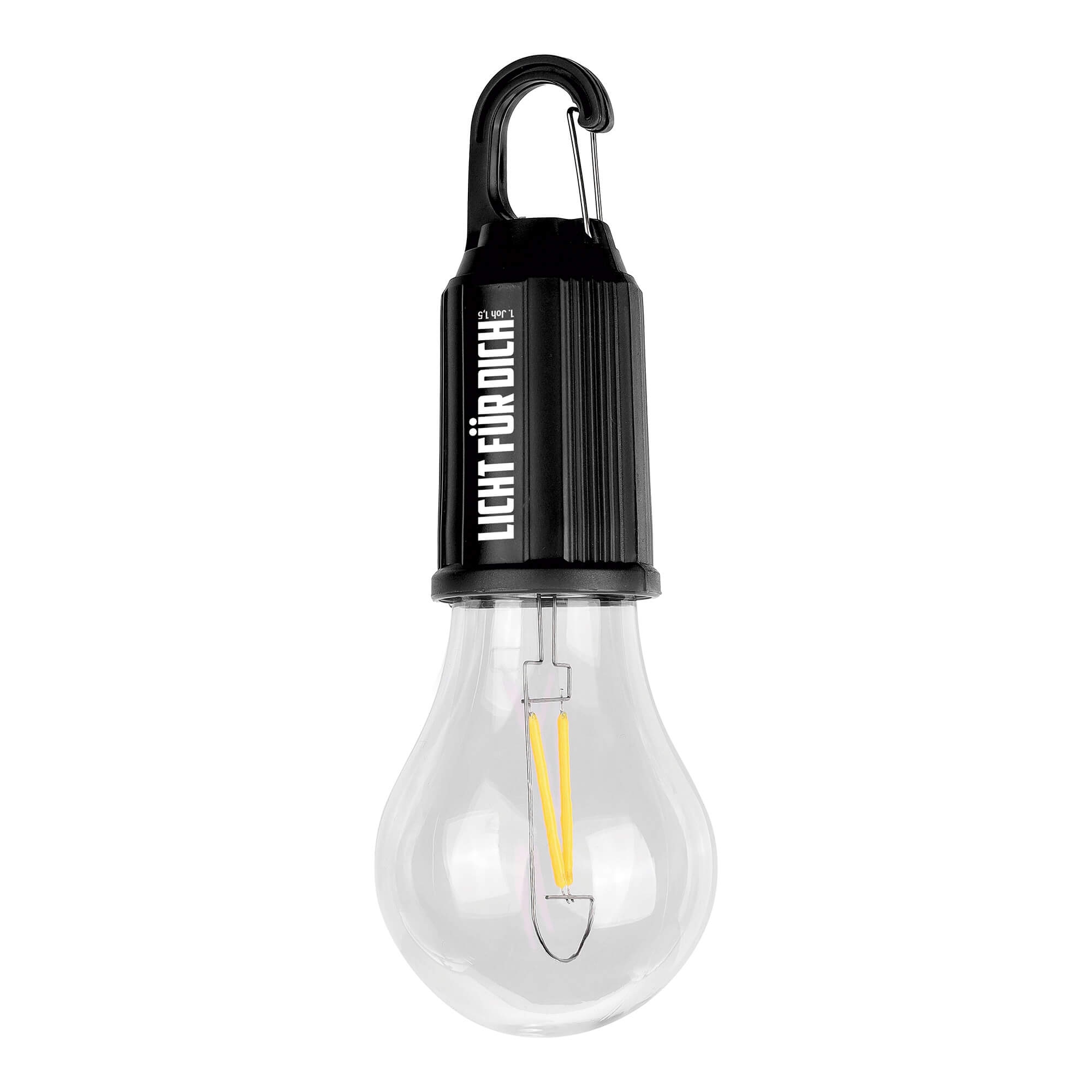 LED-Glühbirne mit Karabiner - schwarz