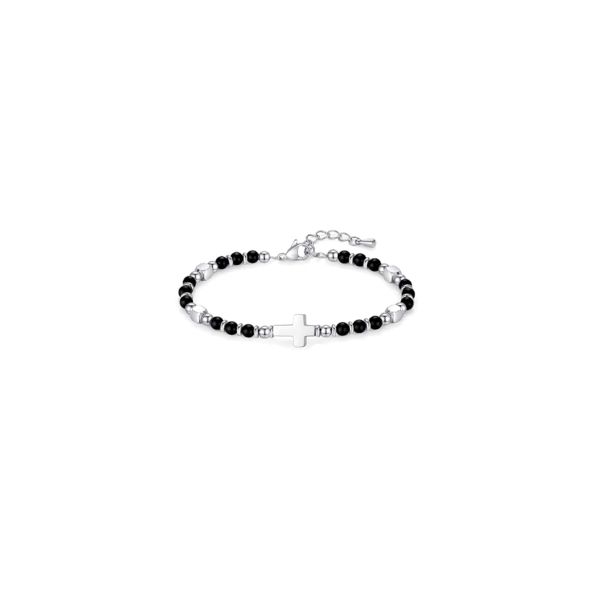 Perlenarmband "Kreuz" - schwarz