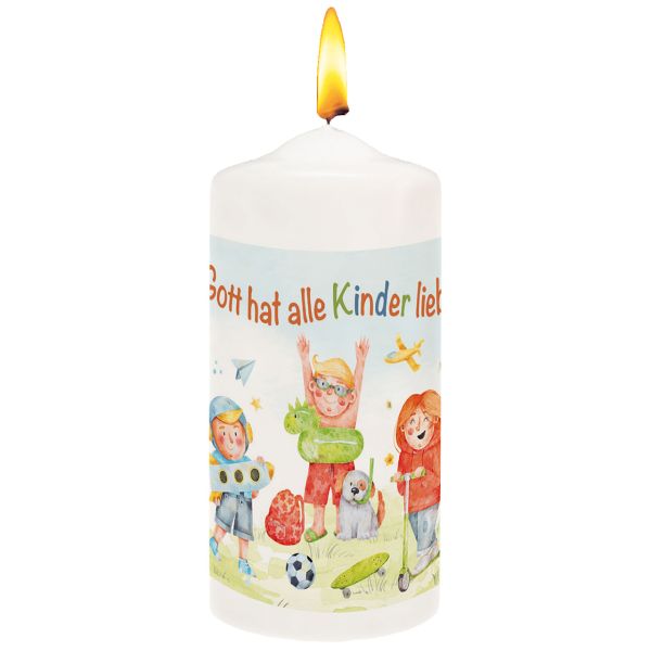 Kerze "Gott hat alle Kinder lieb"