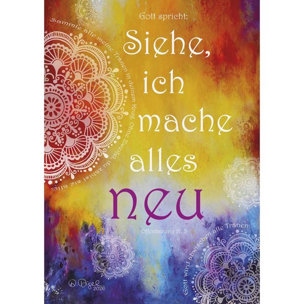 Jahreslosung 2026 - Postkarten, 12 Stk Aquarell