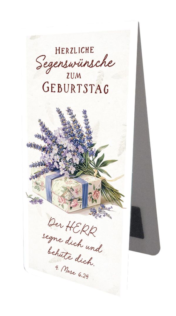 Magnetlesezeichen - "Herzliche Segenswünsche" Lavendel