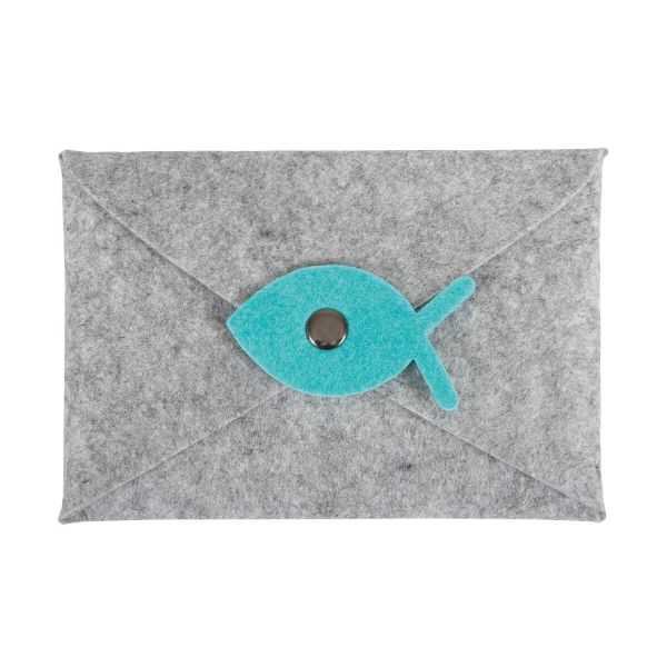 Filz-Kuvert mit Karte - hellgrau