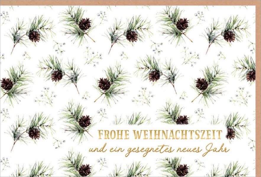 Faltkarte "Frohe Weihnachtszeit"/Zweige und Zapfen
