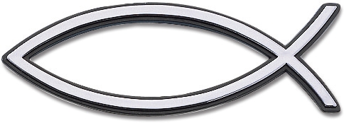 Reliefaufkleber "Fisch" - 13 cm silber