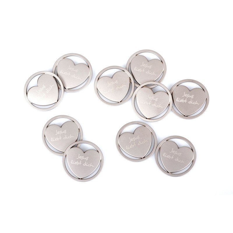 Einkaufswagenchip "Herz" - 10er Pack