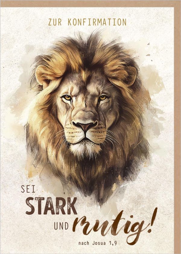 Faltkarte "Sei stark und mutig" - Löwe