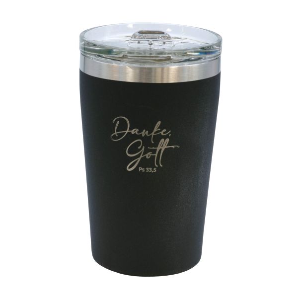 Thermobecher "Danke, Gott" - schwarz
