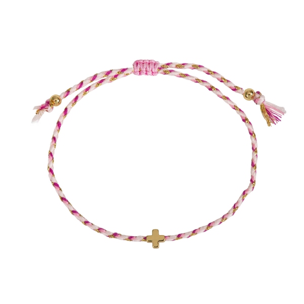 Armband Textil geflochten"Kreuz" - pink