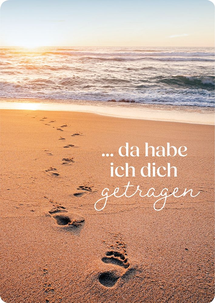 Postkarte - ...da habe ich dich getragen - Spuren im Sand