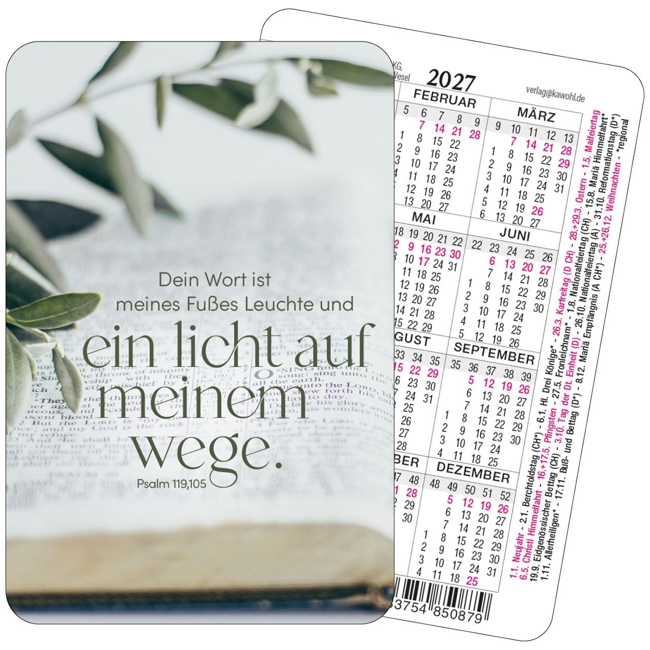 Spielkartenkalender 2027 "Dein Wort ist meines Fußes Leuchte"