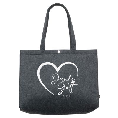 Filz-Einkaufsshopper "Danke, Gott" - dunkelgrau