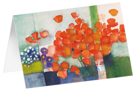 Kunstkarten "Blütentraube orange" - 5 Stück
