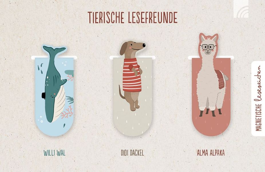Lesezeichen "Tierische Lesefreunde" (3er-Set)
