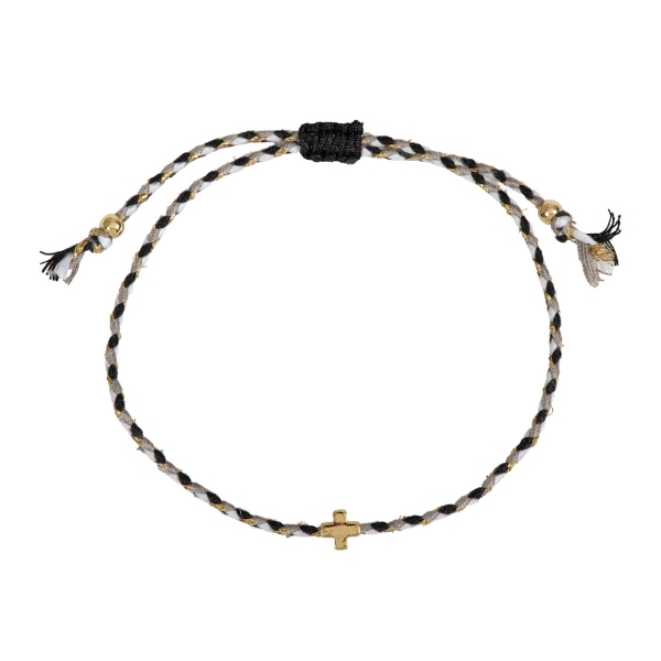 Armband Textil geflochten"Kreuz" - schwarz