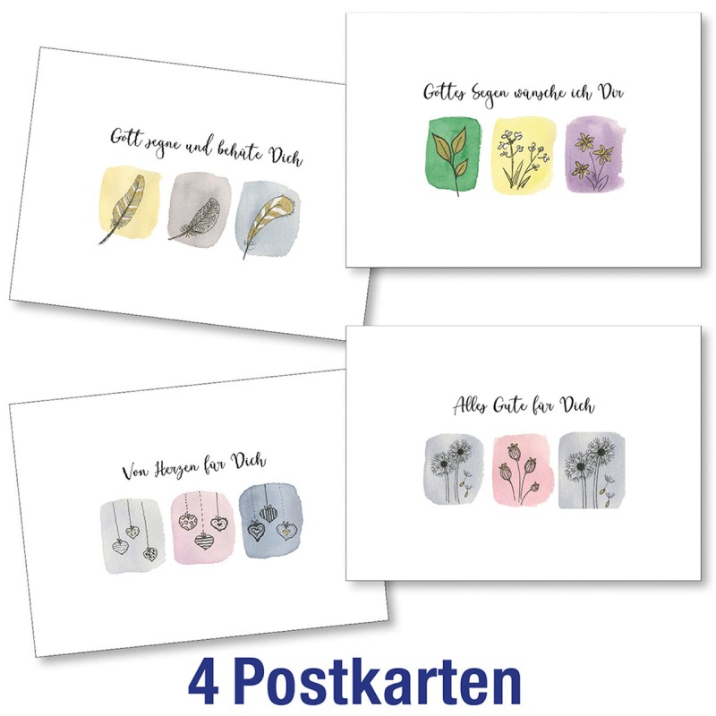 Postkartenserie: Zeichnungen - gemischte Motive 4 Stk.